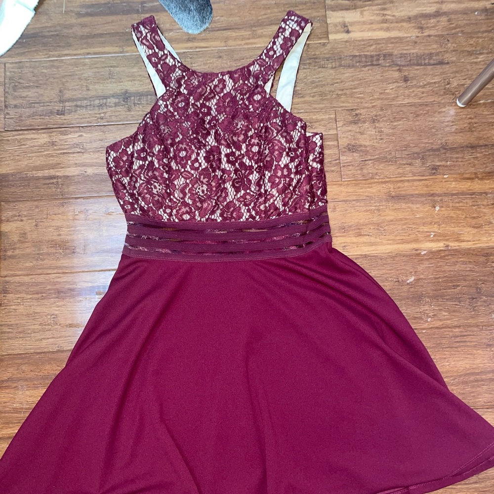 Maroon and cream dress, worn once:)